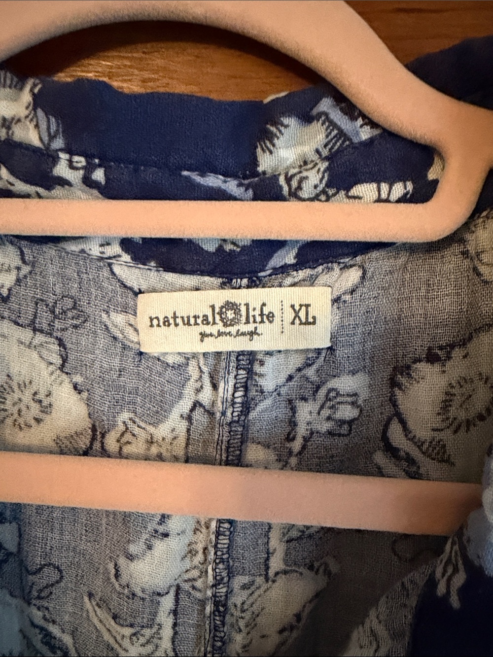 NATURAL LIFE Navy Blue Floral Button-Down Shirt Dress - Picture 2 of 3